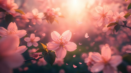 Beautiful japanese cherry blossoms in spring season with soft focusの素材
