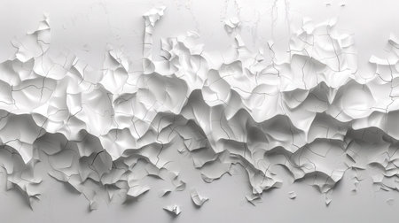 Cracked white wall. Cracked white background. 3d illustrationの素材