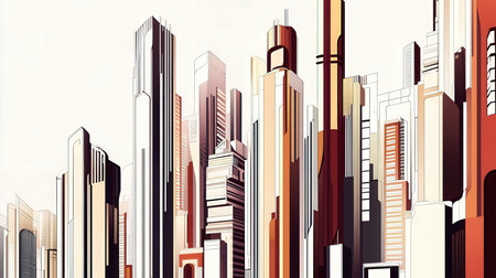 Vector illustration of a modern city. Skyscrapers and buildings.の素材
