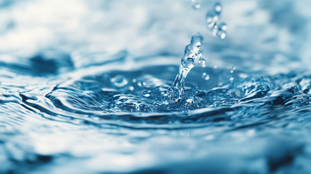 Water splash macro close up. Blue color toned picture. Abstract background.の素材