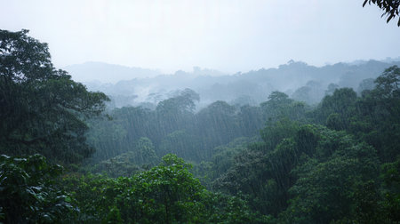 Rain in the rainforest in Costa Rica, Central America, Central Americaの素材