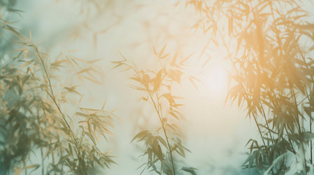 bamboo leaves in the sunlight - soft focus and vintage filter effectの素材