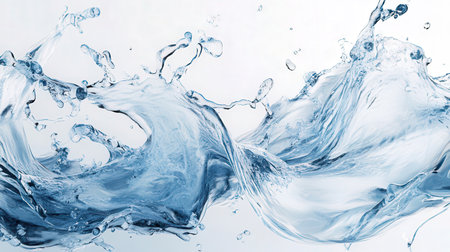 blue water splash macro close up isolated on white background with clipping pathの素材