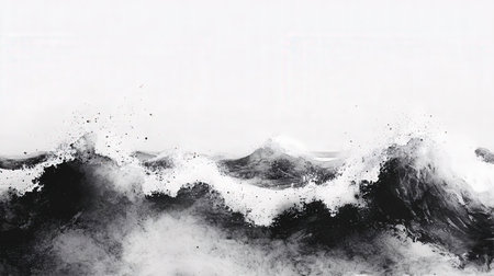 Black and white abstract watercolor background. Texture of the water.の素材