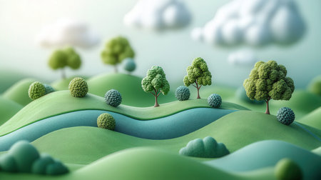 3d rendering of green trees in the shape of a hill.の素材