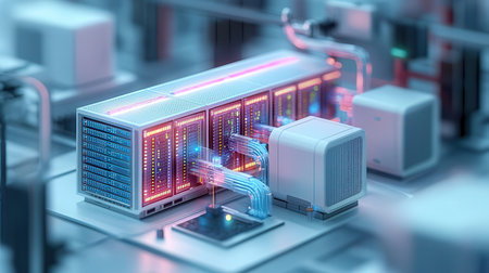 3d rendering of server room with data center and data centerの素材