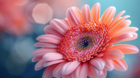 Pink gerbera flower on bokeh background with copy spaceの素材