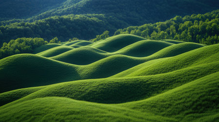 Beautiful landscape with green hills and blue sky in Tuscany, Italyの素材