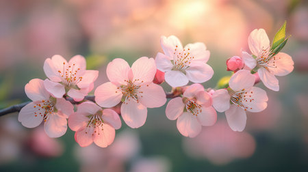 cherry blossom background with soft focus and bokeh effectの素材