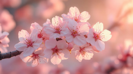 cherry blossom sakura in spring time with soft focus backgroundの素材