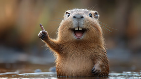 Cute otter, Myocastor coypus, in the waterの素材