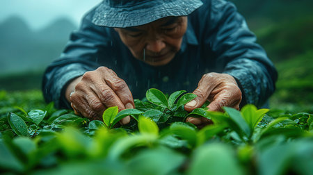 Tea Plantation, Sri Lanka, Asia. Selective focus.の素材