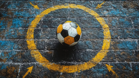 Soccer ball on the background of the national flag of the Republic of the Congoの素材