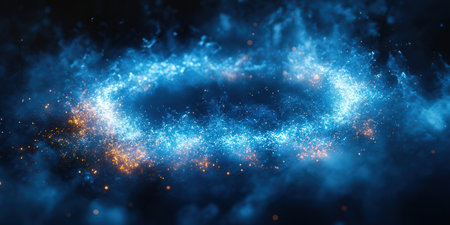 abstract blue background with sparkles and bokeh, 3d renderの素材