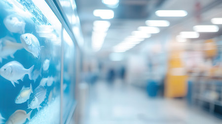 Blurred background of aquarium in the shopping mall, abstract background.の素材