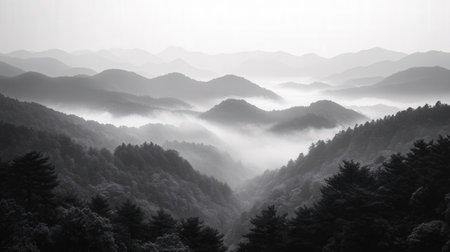 Foggy mountain landscape in south korea,Seoul\\"\"\""の素材