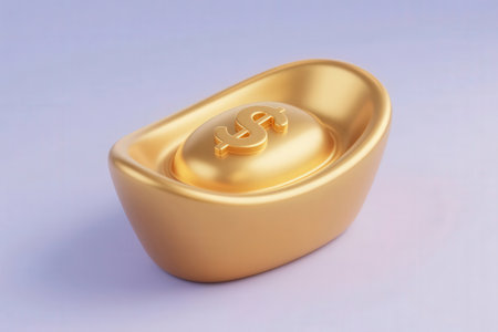 Golden coin with dollar sign on a white background. 3d renderingの素材
