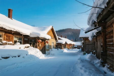 Traditional wooden houses in the village of Zakopane, Poland.の素材