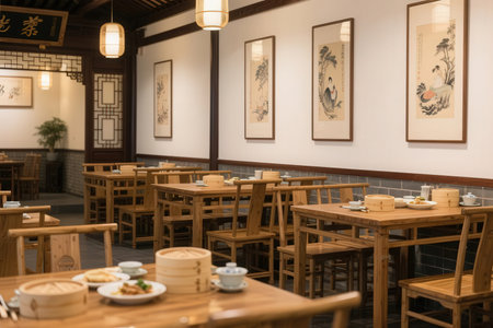 Dining room of a restaurant in Taipei.の素材