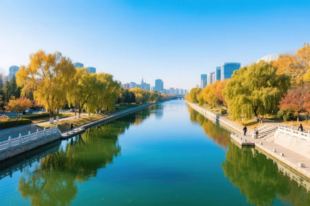 Autumn scenery of Suzhou Jinji Lake Park, China.の素材