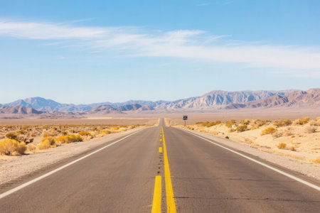 Road in the Mojave Desert, California, United States of Americaの素材