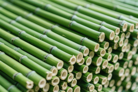 Close up of bamboo stems for background or texture. Green bamboo background.の素材