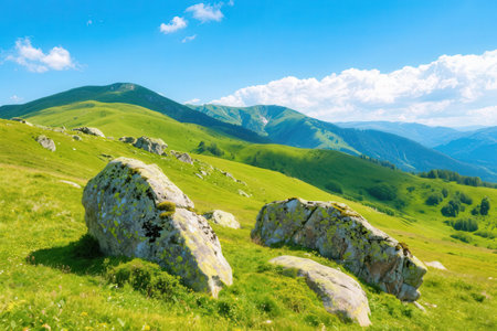 Mountain landscape in Carpathian mountains. Ukraine, Europe.の素材