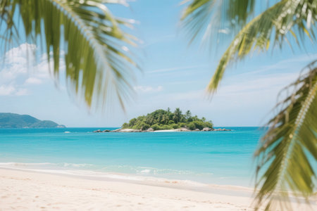 Tropical beach with coconut palm tree at Seychellesの素材