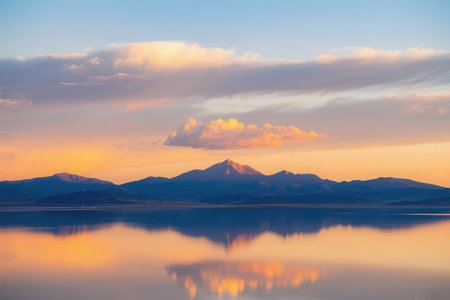 Mount Fuji reflected in Lake Yamanaka, Yamanashi, Japanの素材
