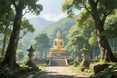 Buddha statue in the park at Doi Inthanon, Chiang Mai, Thailandの素材