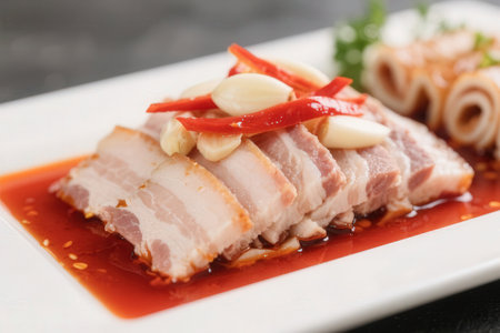 sliced pork in sweet and sour sauce - asian food styleの素材