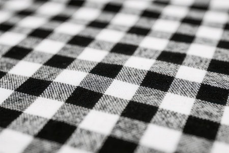 Close up of a black and white checkered tablecloth.の素材