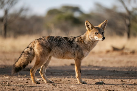 Black-backed jackal (Canis mesomelas) in Etosha National Park, Namibiaの素材
