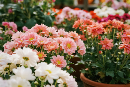 Beautiful chrysanthemum flowers in the garden, stock photoの素材