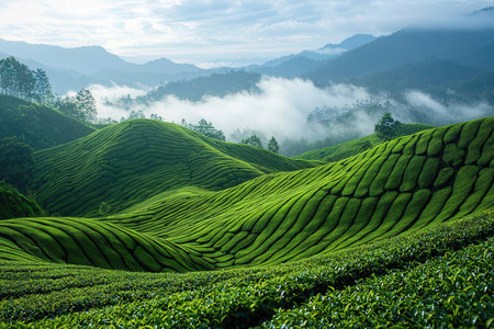 Tea Plantation in Cameron Highlands, Malaysia. Tea Plantation is one of the most popular tourist attraction in Malaysia.の素材