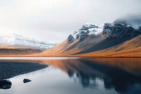 Reflection of mountains in the lake, Iceland, Europe. Beauty world.の素材