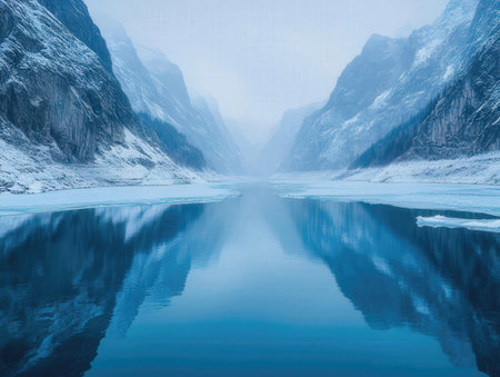 Birthday cake with burning candles and berries on table in garden.の素材