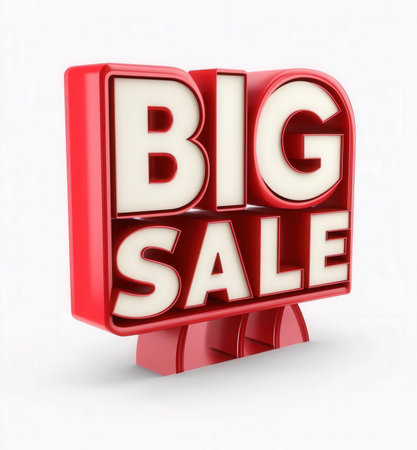 Big sale red 3d word on a white background. 3d renderingの素材