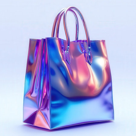 Shopping bag on blue background. 3d rendering. Computer digital drawing.の素材