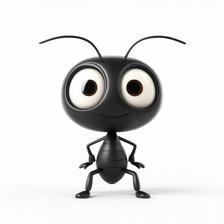 Cartoon ant on a white background. 3d illustration. Isolatedの素材