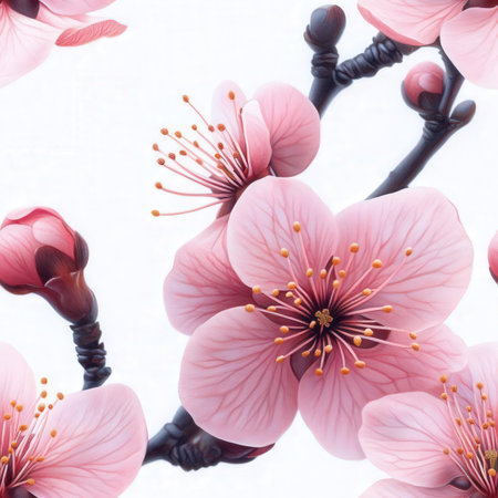 cherry blossom on white background with copy space for your textの素材