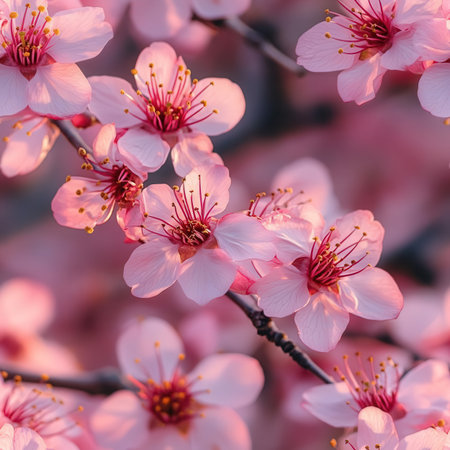 cherry blossom in spring, beautiful pink flowers on a treeの素材
