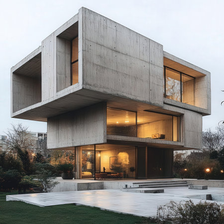 Exterior view of a modern house in New York City, USA.の素材