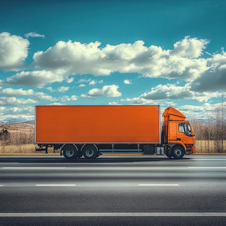 Truck on the road. Freight transportation. Transportation of goods.の素材