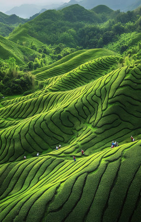 Tea Plantation in the Mountain, Chiang Rai Province, Thailandの素材