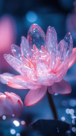 Beautiful pink lotus flower in the pond, soft focus.の素材