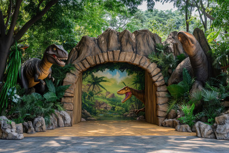 Dinosaur park in the city of Chiang Rai, Thailand.の素材