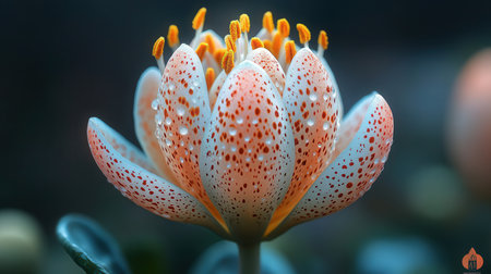 Close up of a crocus flower with raindrops on the petalsの素材