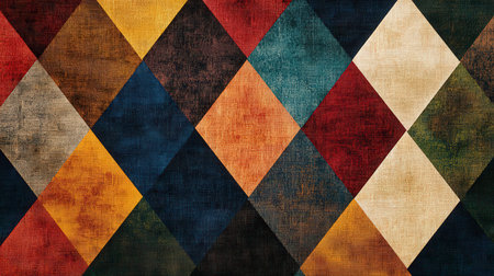 Colorful abstract background with rhombuses and squares in vintage styleの素材