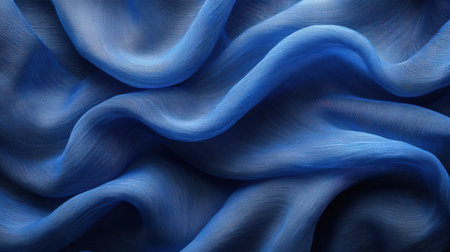 abstract background of blue silk fabric with some smooth lines in itの素材